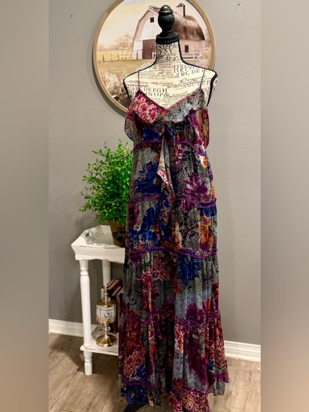 Bila Purple Multi-Print Bohemian Maxi Dress